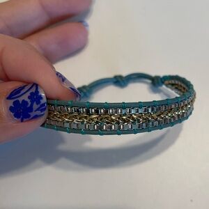 Stella & Dot Foundation Bracelet Teal with Gold and Silver Tones